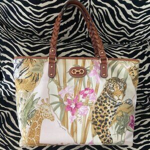 Ferragamo Leopard Jungle Cheetah Floral Tote